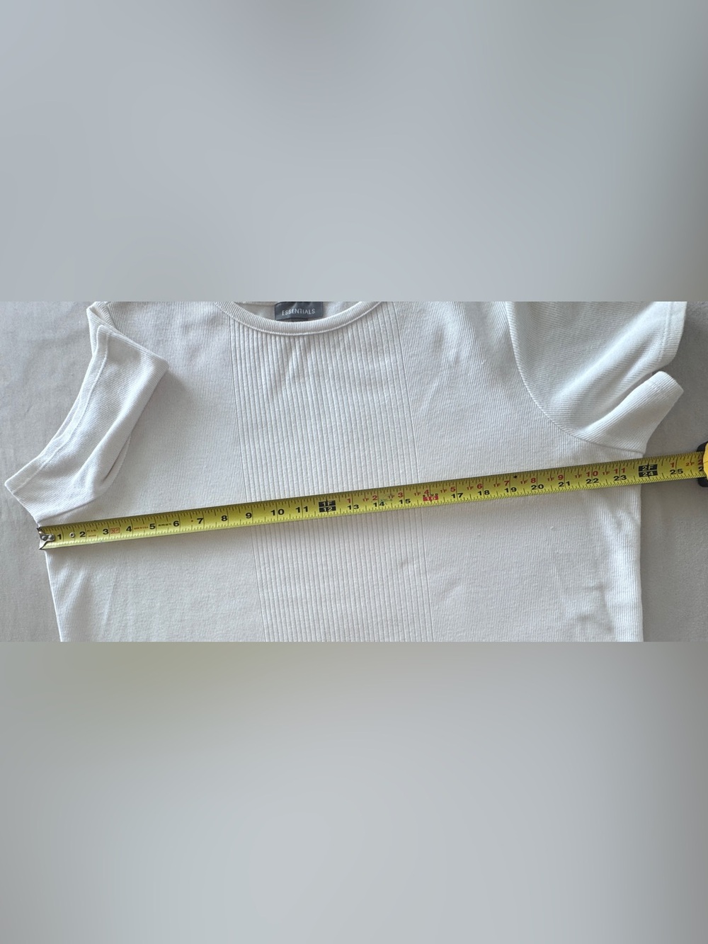 Essentials White Ribbed Panel Short-Sleeve Tee - Picture 7 of 8